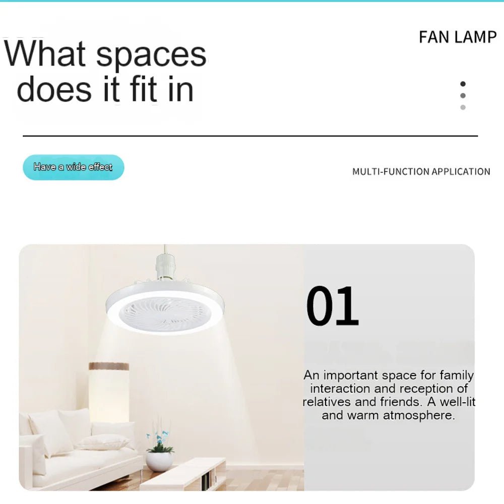 Smart Remote Control Ceiling Fan with LED Lighting Ceiling Fan with Lights Remote Control E27 Converter Base for Living Room - Figgostyle