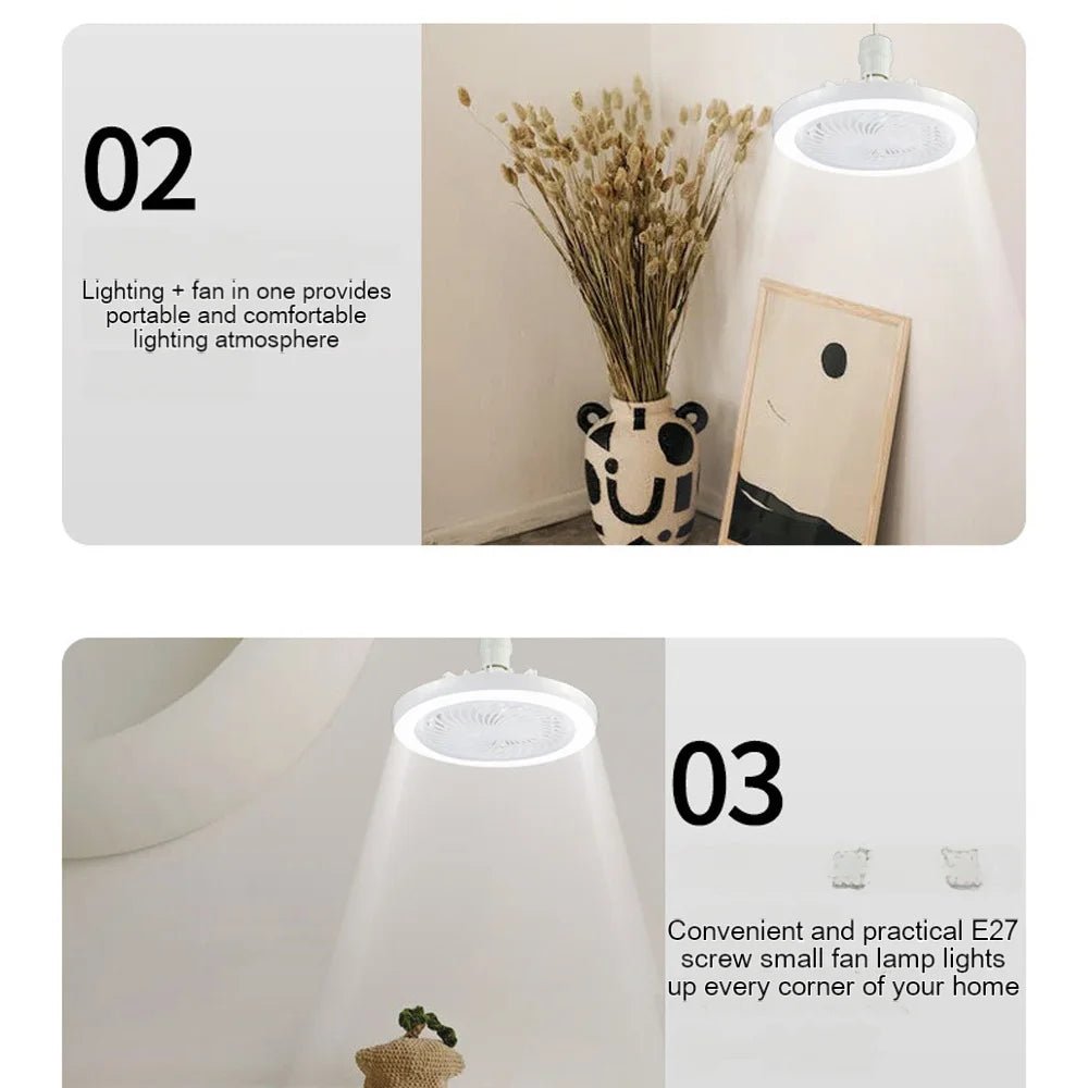 Smart Remote Control Ceiling Fan with LED Lighting Ceiling Fan with Lights Remote Control E27 Converter Base for Living Room - Figgostyle