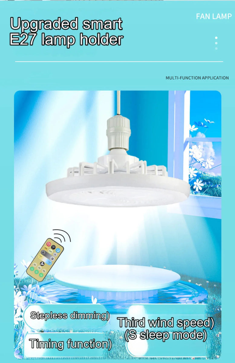 Smart Remote Control Ceiling Fan with LED Lighting Ceiling Fan with Lights Remote Control E27 Converter Base for Living Room - Figgostyle