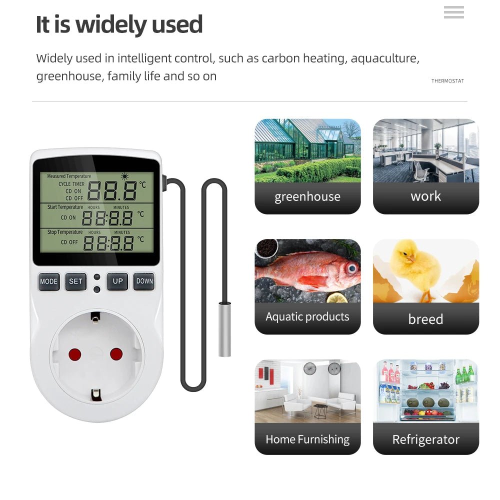 Smart Thermostat EU US UK AU FR Plug Timer Socket Multi - Function Temperature Controller Switch for Heating Cooling - Figgostyle