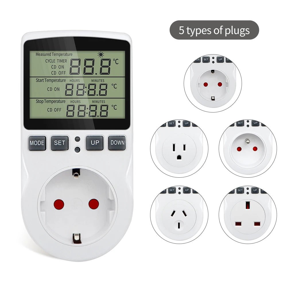 Smart Thermostat EU US UK AU FR Plug Timer Socket Multi - Function Temperature Controller Switch for Heating Cooling - Figgostyle