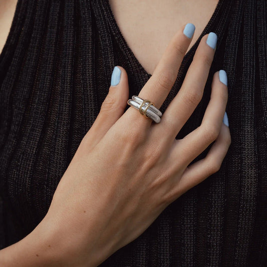 Stacked pearl rings, titanium steel non - fading jewelry - Figgostyle