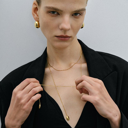 Stainless steel long seashell pendant necklace - Figgostyle