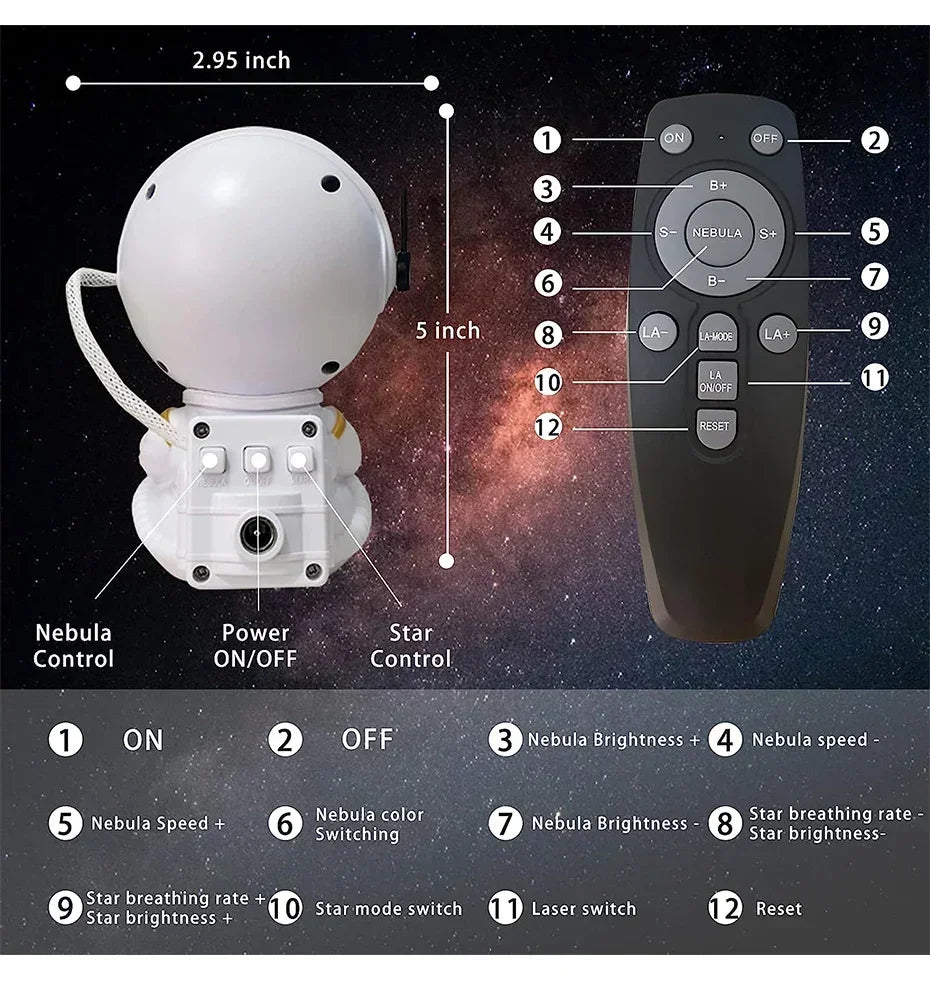 Star Projector Galaxy Night Light Astronaut Space Projector Starry Nebula Ceiling LED Lamp for Bedroom Home Decorative Kids Gift - Figgostyle