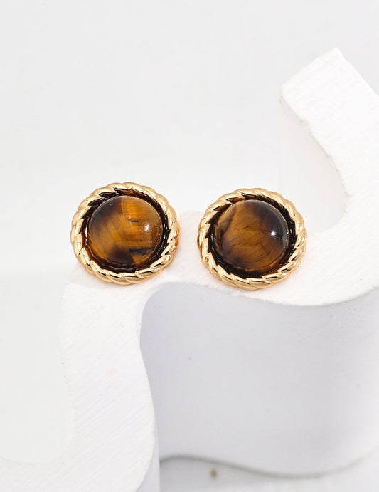 Sterling silver tiger's eye earrings - Figgostyle