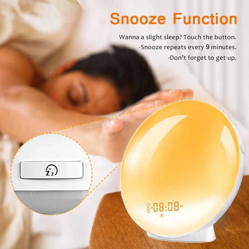 Sunrise Alarm Clock Wake Up Light Clock Sunrise/Sunset Simulation Digital Clock with Night Light FM Radio Desk Clocks - Figgostyle