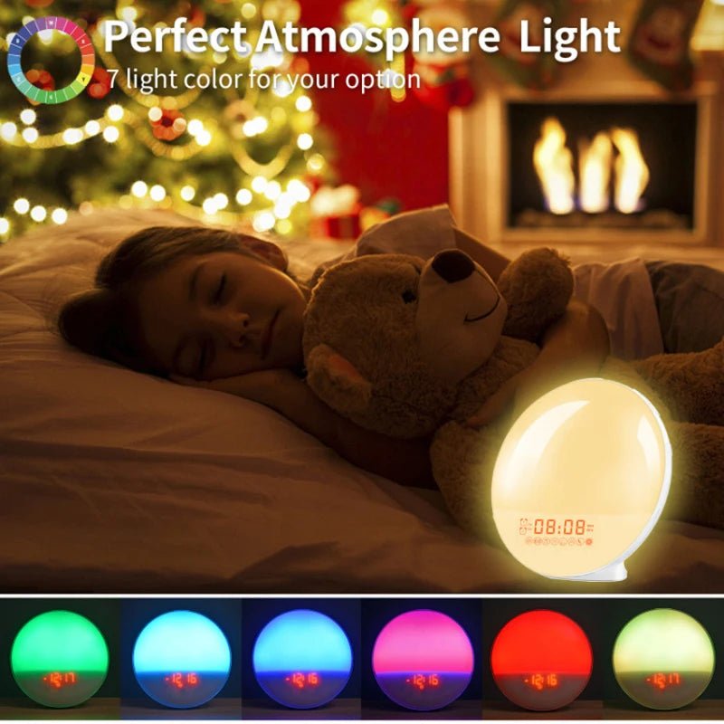 Sunrise Alarm Clock Wake Up Light Clock Sunrise/Sunset Simulation Digital Clock with Night Light FM Radio Desk Clocks - Figgostyle