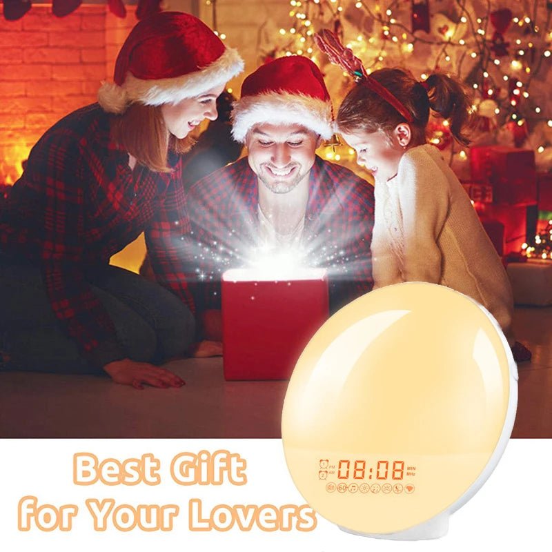 Sunrise Alarm Clock Wake Up Light Clock Sunrise/Sunset Simulation Digital Clock with Night Light FM Radio Desk Clocks - Figgostyle