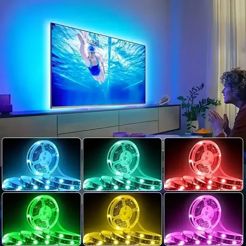 USB Led Lights for 55 - 75 Inch TV Led Backlight RGB Strip Lights Music Sync Color Changing Bluetooth App Control For Gaming Room - Figgostyle