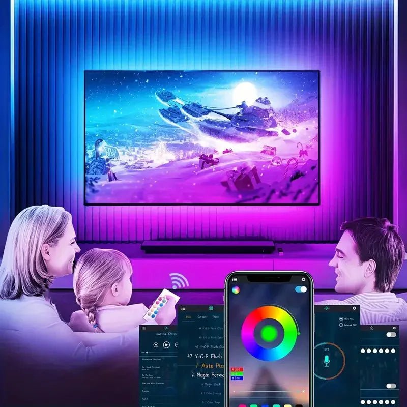 USB Led Lights for 55 - 75 Inch TV Led Backlight RGB Strip Lights Music Sync Color Changing Bluetooth App Control For Gaming Room - Figgostyle