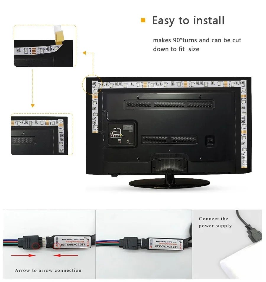 USB Led Lights for 55 - 75 Inch TV Led Backlight RGB Strip Lights Music Sync Color Changing Bluetooth App Control For Gaming Room - Figgostyle