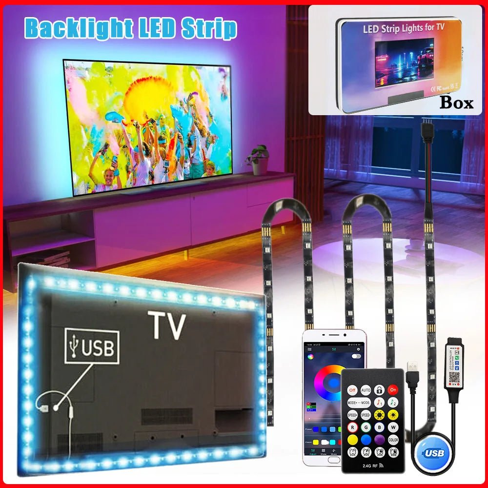 USB Led Lights for 55 - 75 Inch TV Led Backlight RGB Strip Lights Music Sync Color Changing Bluetooth App Control For Gaming Room - Figgostyle
