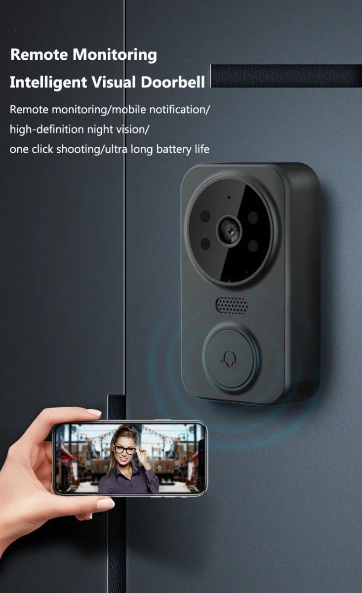 WiFi Smart Audio Doorbell Camera 2 - Way Audio Wireless Visual Intercom Doorbell with Remote Monitor Indoor Outdoor Surveillance - Figgostyle