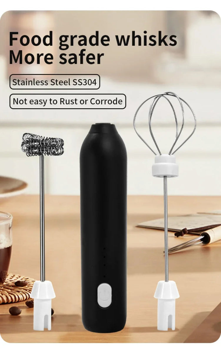 Wireless Milk Frother Electric Type - C Handheld Blender Stainless Steel Mini Coffee Maker Whisk Mixer For Coffee Cappuccino Cream - Figgostyle