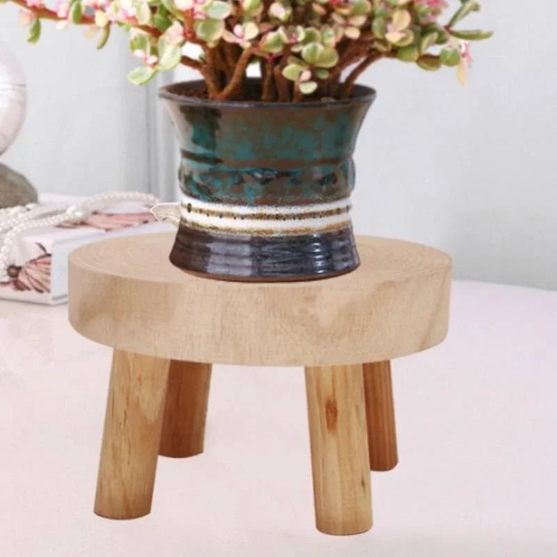 Wooden Plant Stand Flower Pot Base Holder Stool Indoor Outdoor Garden Succulent Pots Tray Flower Display Plant Stand SmallStool - Figgostyle