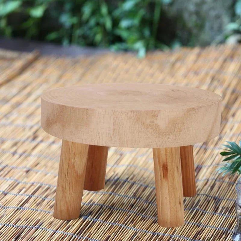 Wooden Plant Stand Flower Pot Base Holder Stool Indoor Outdoor Garden Succulent Pots Tray Flower Display Plant Stand SmallStool - Figgostyle