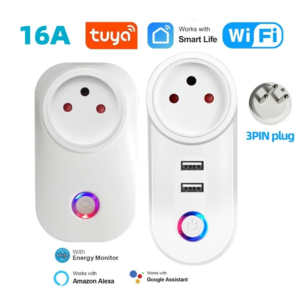16A Israel Smart Plug WIFI Socket Bluetooth USB ISR IL Outlet - Voice Timer Remote - Tuya/Alexa/IFTTT/ Life Home Automatio - Figgostyle