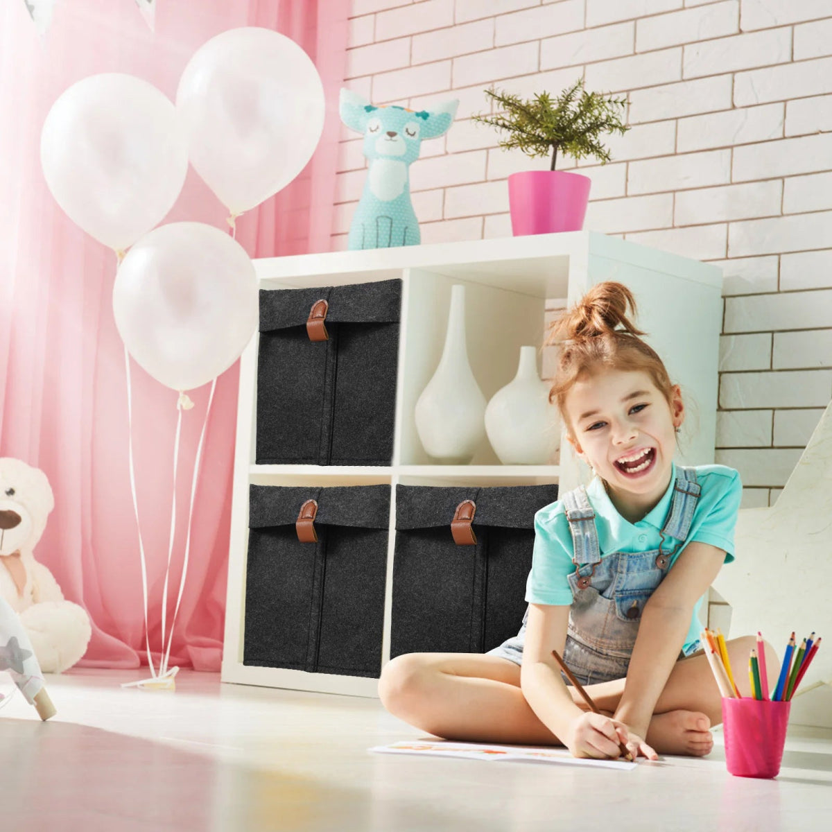 1/6Pcs Storage Cubes Closet Clothes Shoes Storage Containers Foldable Felt Fabric Cube Storage Bins Toy Cube Baskets Saves Space - Figgostyle