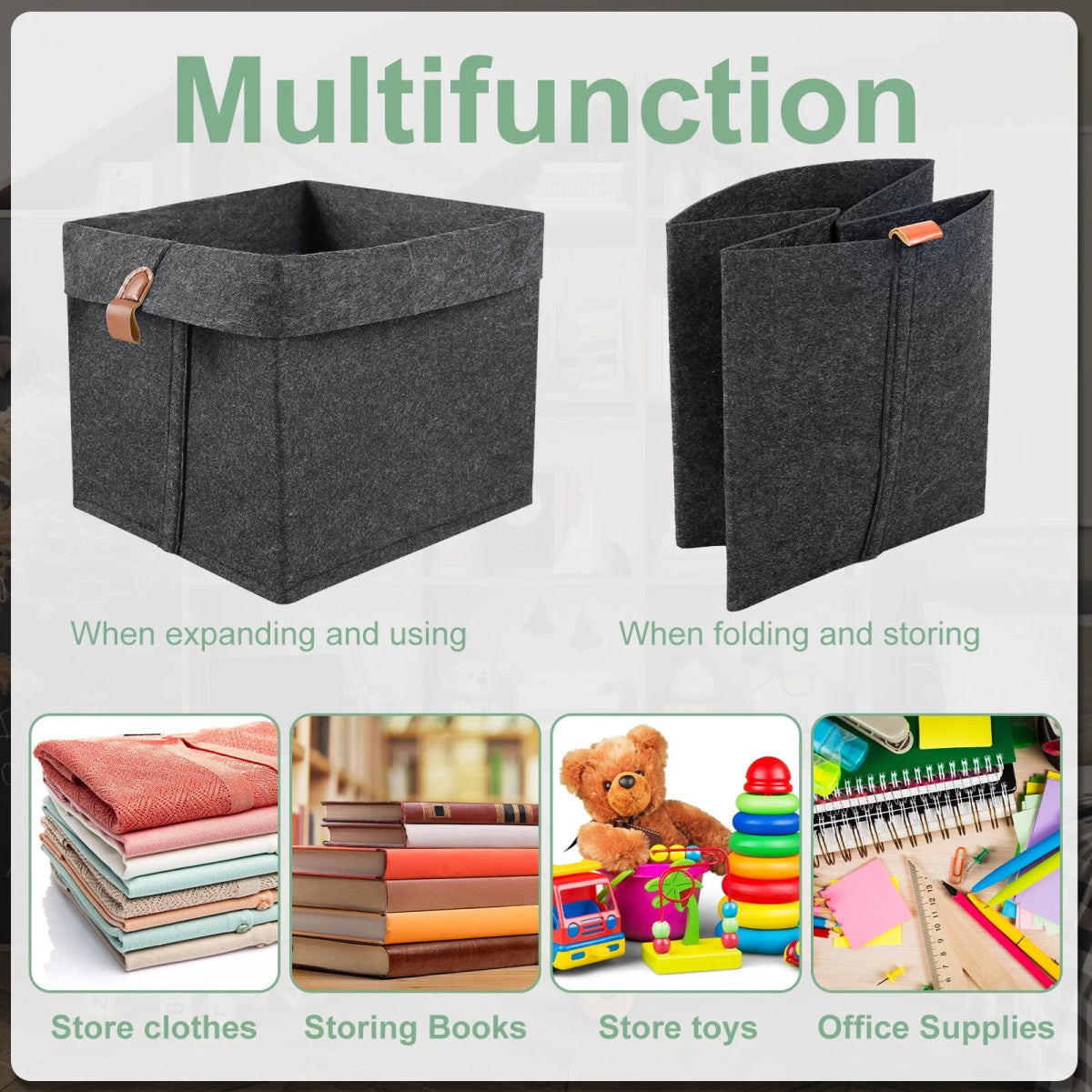 1/6Pcs Storage Cubes Closet Clothes Shoes Storage Containers Foldable Felt Fabric Cube Storage Bins Toy Cube Baskets Saves Space - Figgostyle