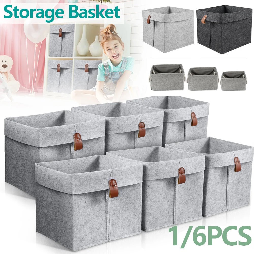 1/6Pcs Storage Cubes Closet Clothes Shoes Storage Containers Foldable Felt Fabric Cube Storage Bins Toy Cube Baskets Saves Space - Figgostyle