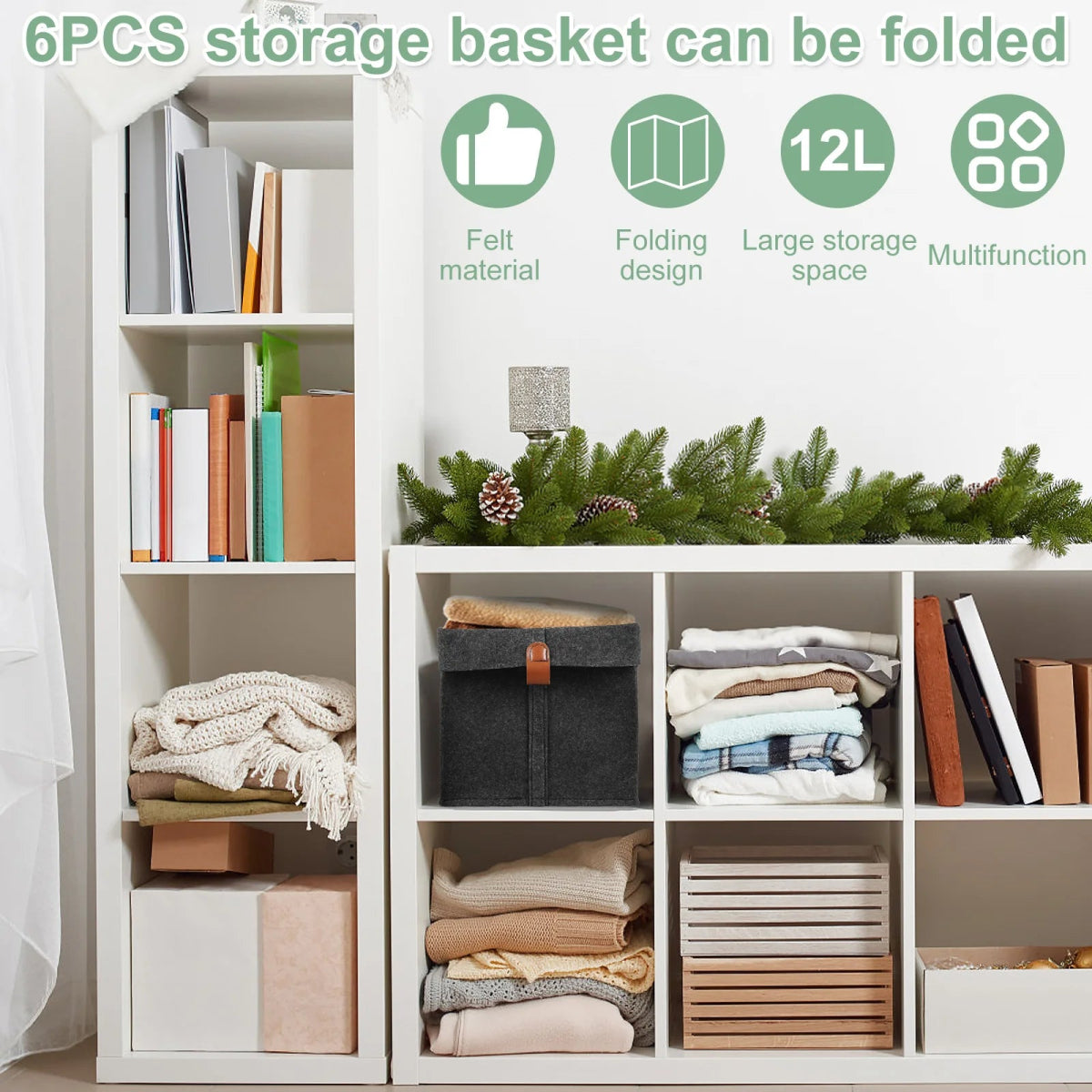 1/6Pcs Storage Cubes Closet Clothes Shoes Storage Containers Foldable Felt Fabric Cube Storage Bins Toy Cube Baskets Saves Space - Figgostyle