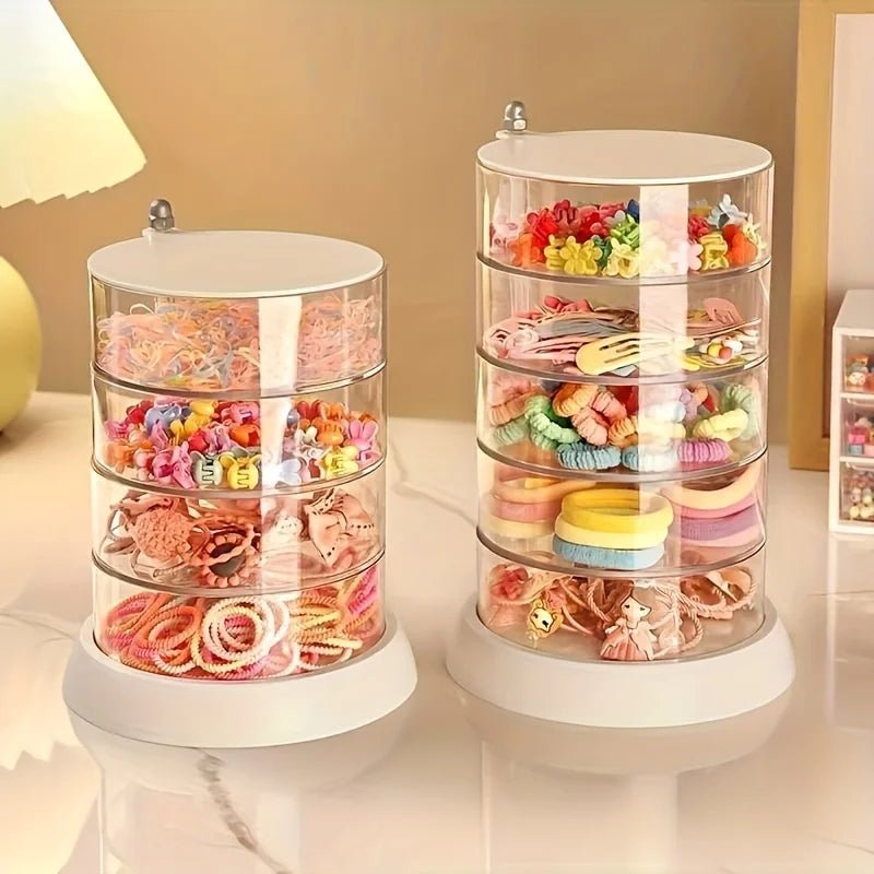 360° Rotating Makeup Organizer - Transparent, Multi - Layer Storage for Cosmetics, Hair Accessories & Jewelry - Easy Assembly - Figgostyle