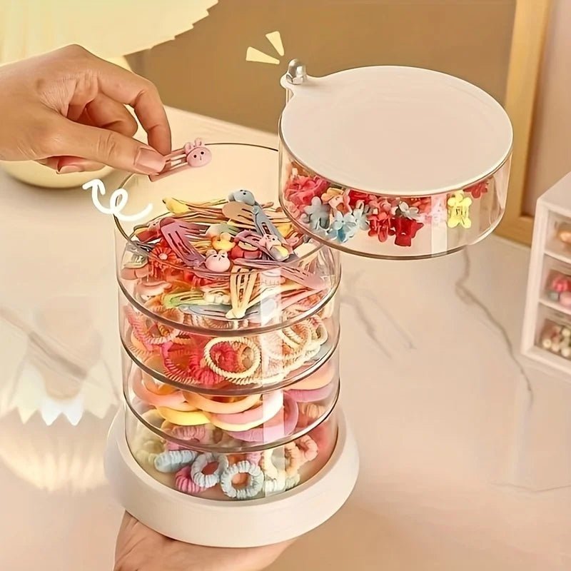 360° Rotating Makeup Organizer - Transparent, Multi - Layer Storage for Cosmetics, Hair Accessories & Jewelry - Easy Assembly - Figgostyle