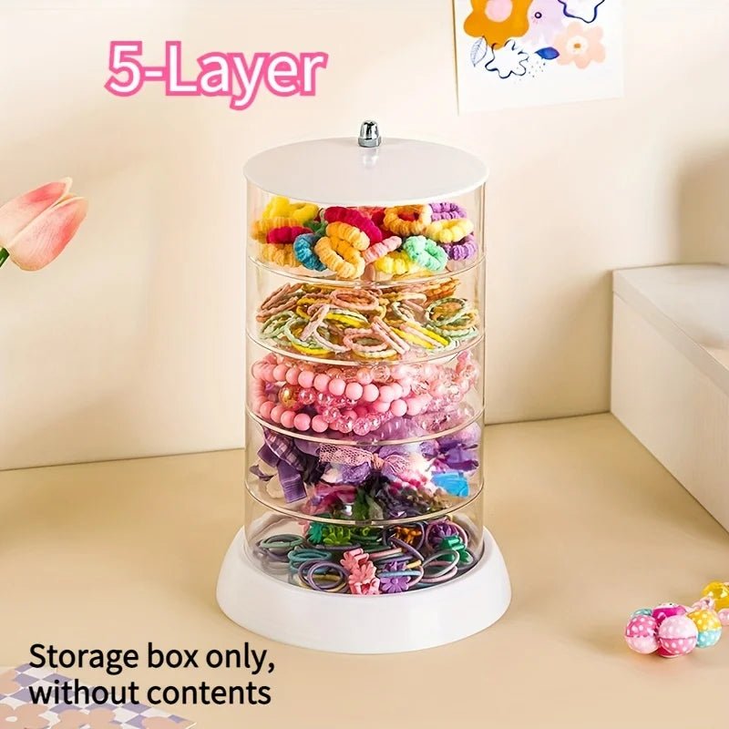 360° Rotating Makeup Organizer - Transparent, Multi - Layer Storage for Cosmetics, Hair Accessories & Jewelry - Easy Assembly - Figgostyle