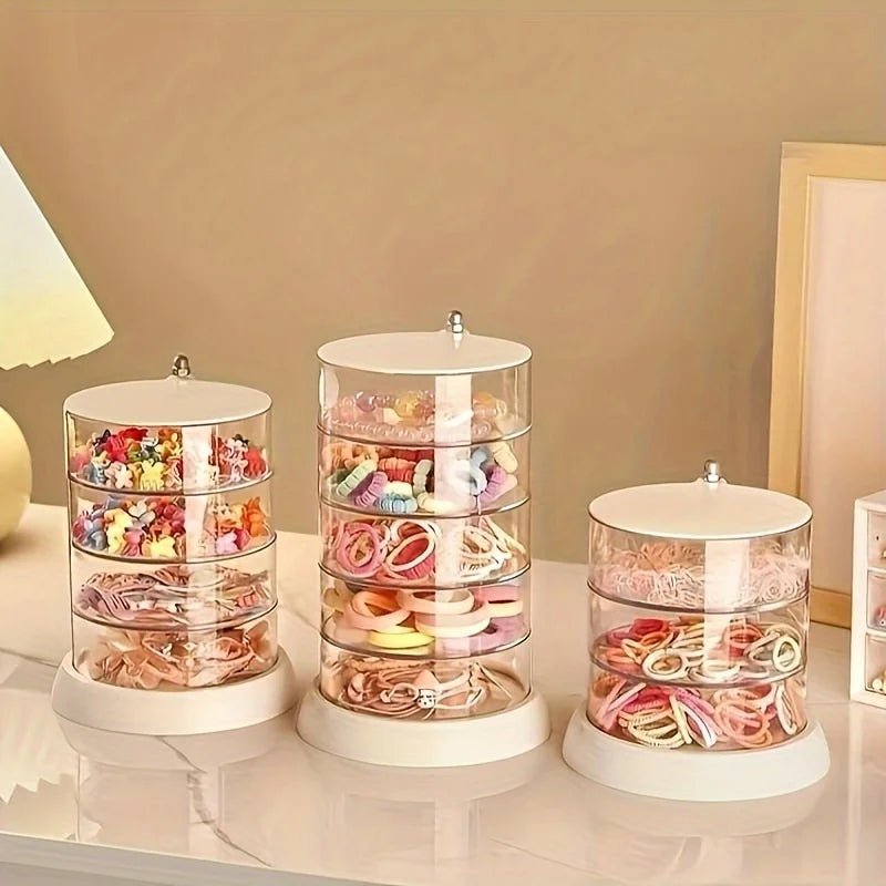 360° Rotating Makeup Organizer - Transparent, Multi - Layer Storage for Cosmetics, Hair Accessories & Jewelry - Easy Assembly - Figgostyle
