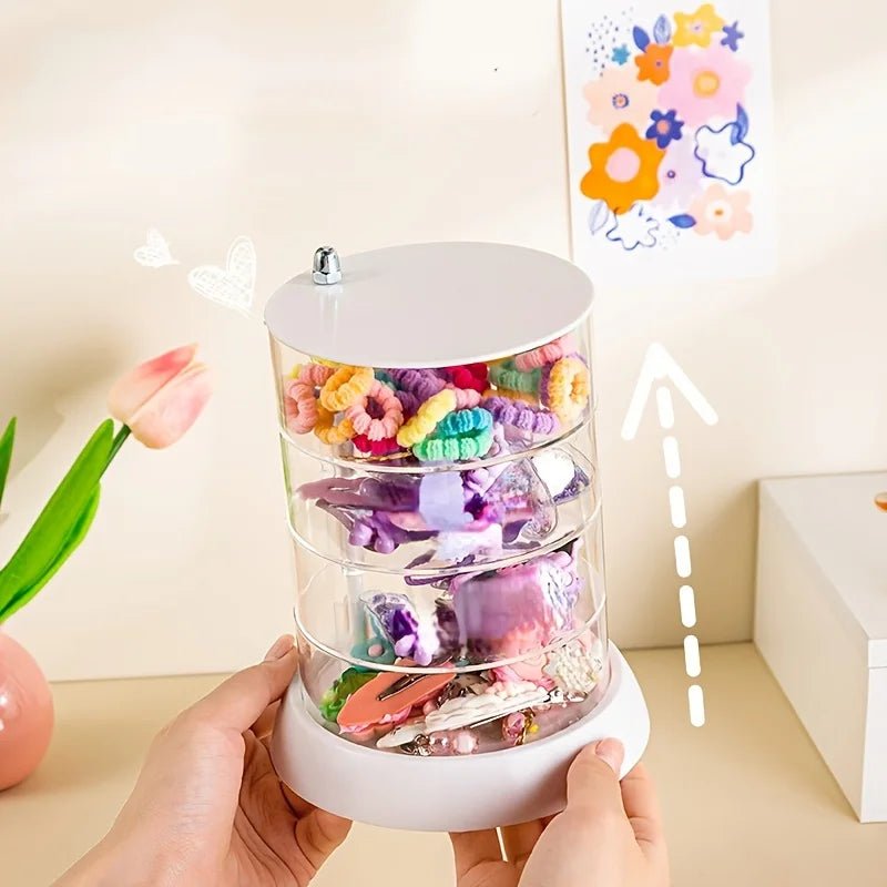 360° Rotating Makeup Organizer - Transparent, Multi - Layer Storage for Cosmetics, Hair Accessories & Jewelry - Easy Assembly - Figgostyle