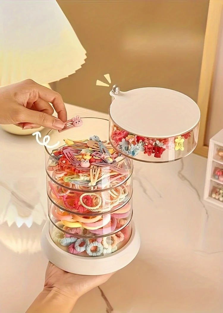 360° Rotating Makeup Organizer - Transparent, Multi - Layer Storage for Cosmetics, Hair Accessories & Jewelry - Easy Assembly - Figgostyle