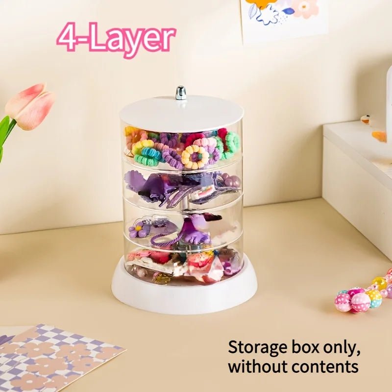 360° Rotating Makeup Organizer - Transparent, Multi - Layer Storage for Cosmetics, Hair Accessories & Jewelry - Easy Assembly - Figgostyle