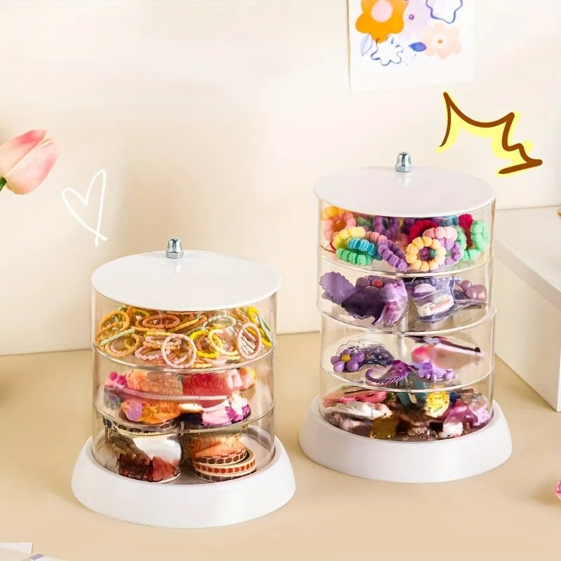 360° Rotating Makeup Organizer - Transparent, Multi - Layer Storage for Cosmetics, Hair Accessories & Jewelry - Easy Assembly - Figgostyle