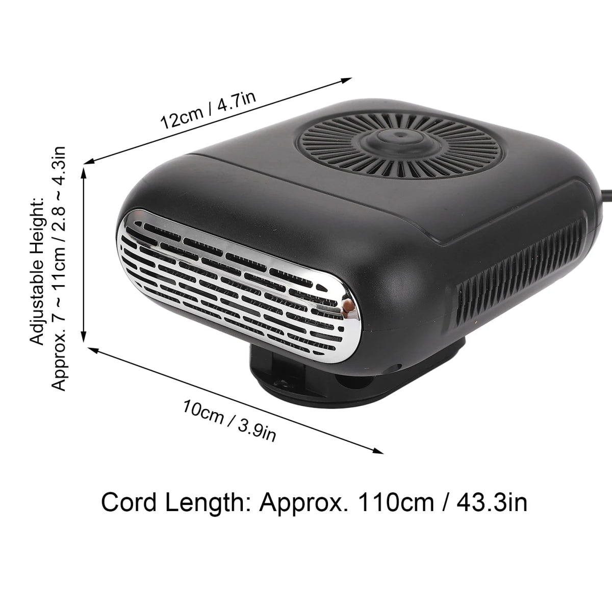 Car Heater Portable Electric Quiet Vehicle Small Space Thermostat 12V 360 Degree Adjustable 2 Level Temperature 12V Car Heater - Figgostyle