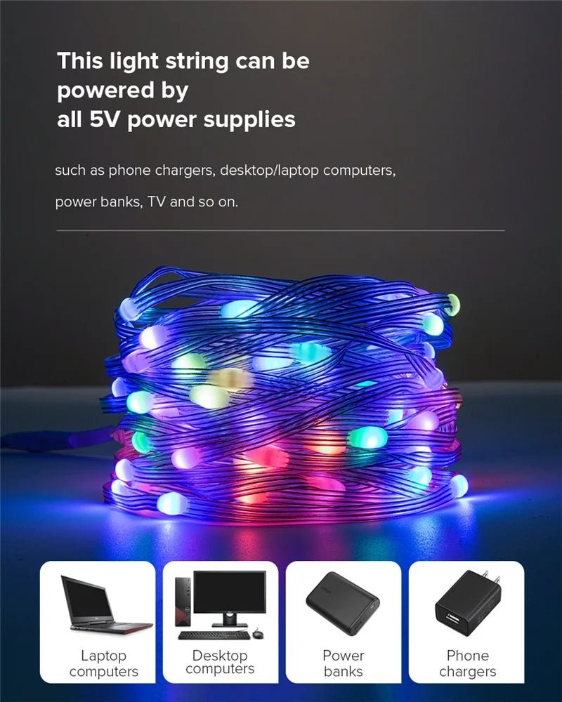 Christmas Tree RGB String Lights 🎄✨ 100LED 10M Bluetooth Fairy Lights - Figgostyle