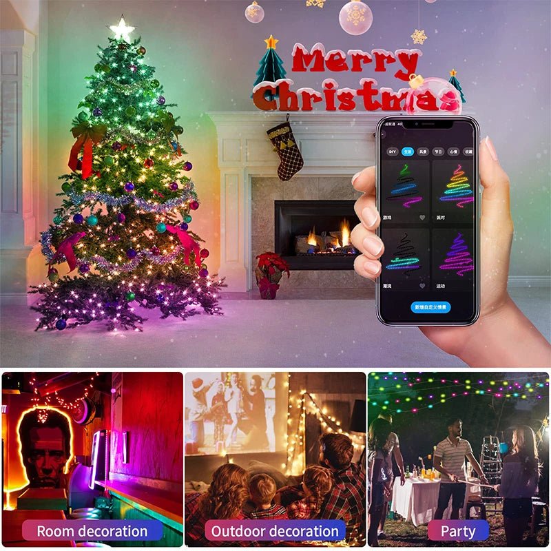 Christmas Tree RGB String Lights 🎄✨ 100LED 10M Bluetooth Fairy Lights - Figgostyle