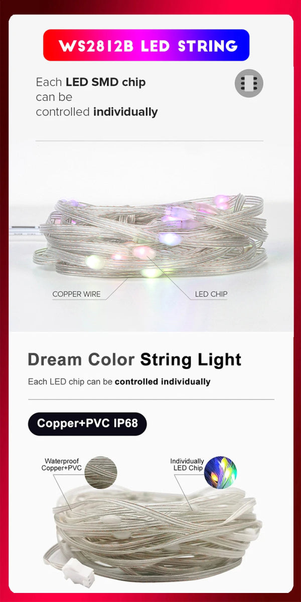 Christmas Tree RGB String Lights 🎄✨ 100LED 10M Bluetooth Fairy Lights - Figgostyle