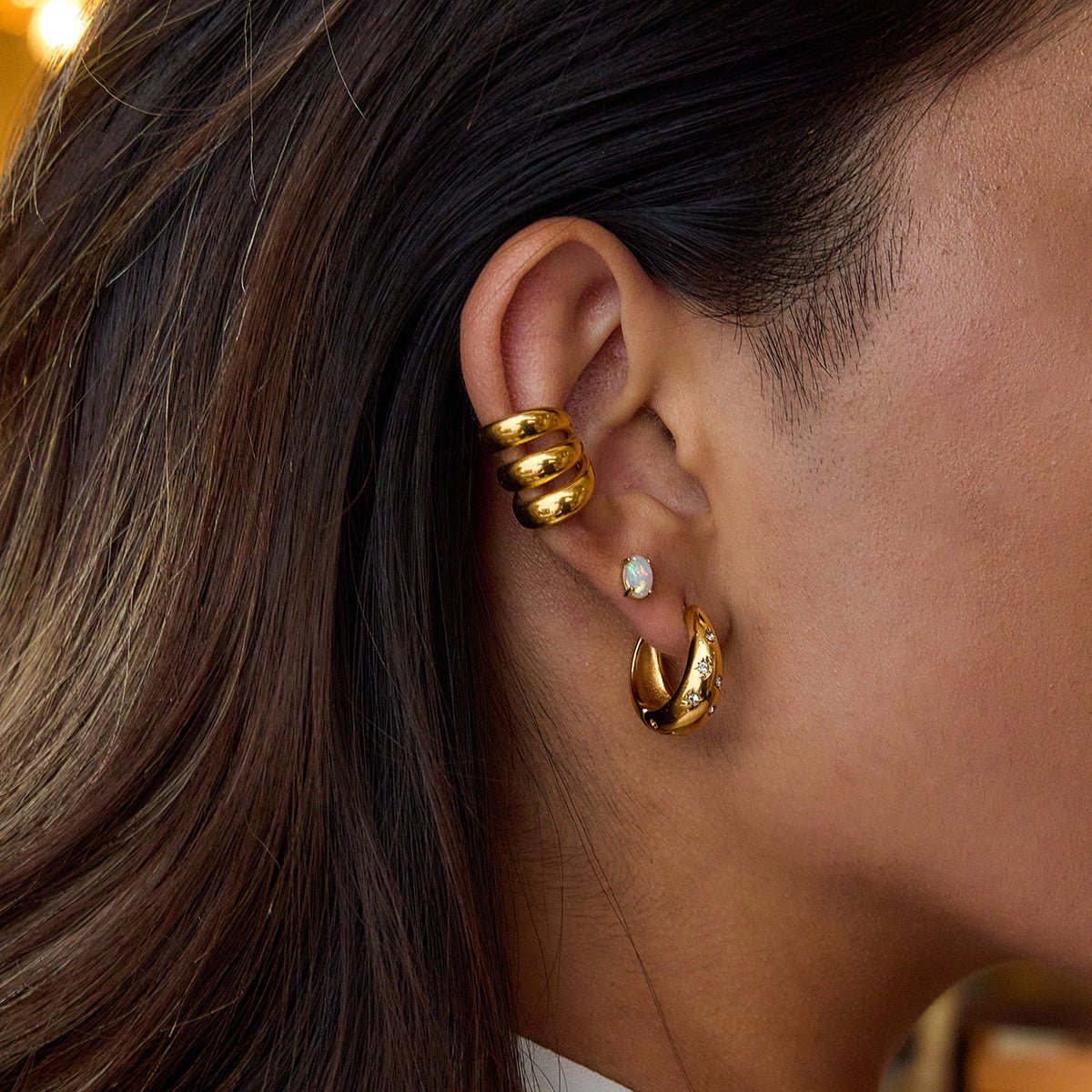 Chubby earrings with white diamonds - Figgostyle