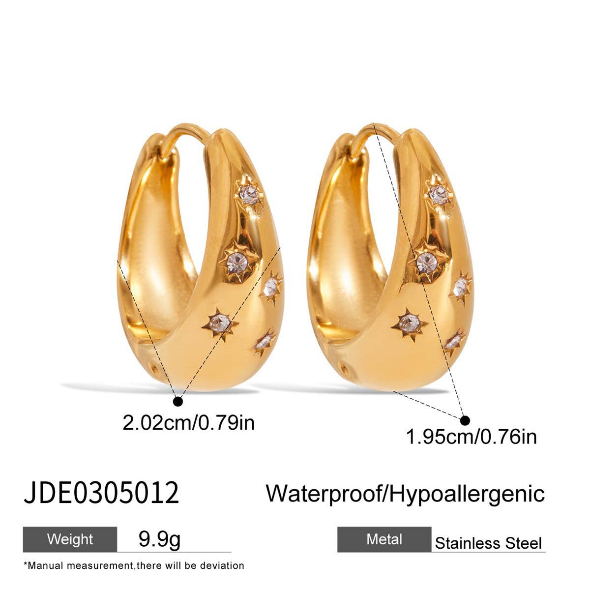 Chubby earrings with white diamonds - Figgostyle