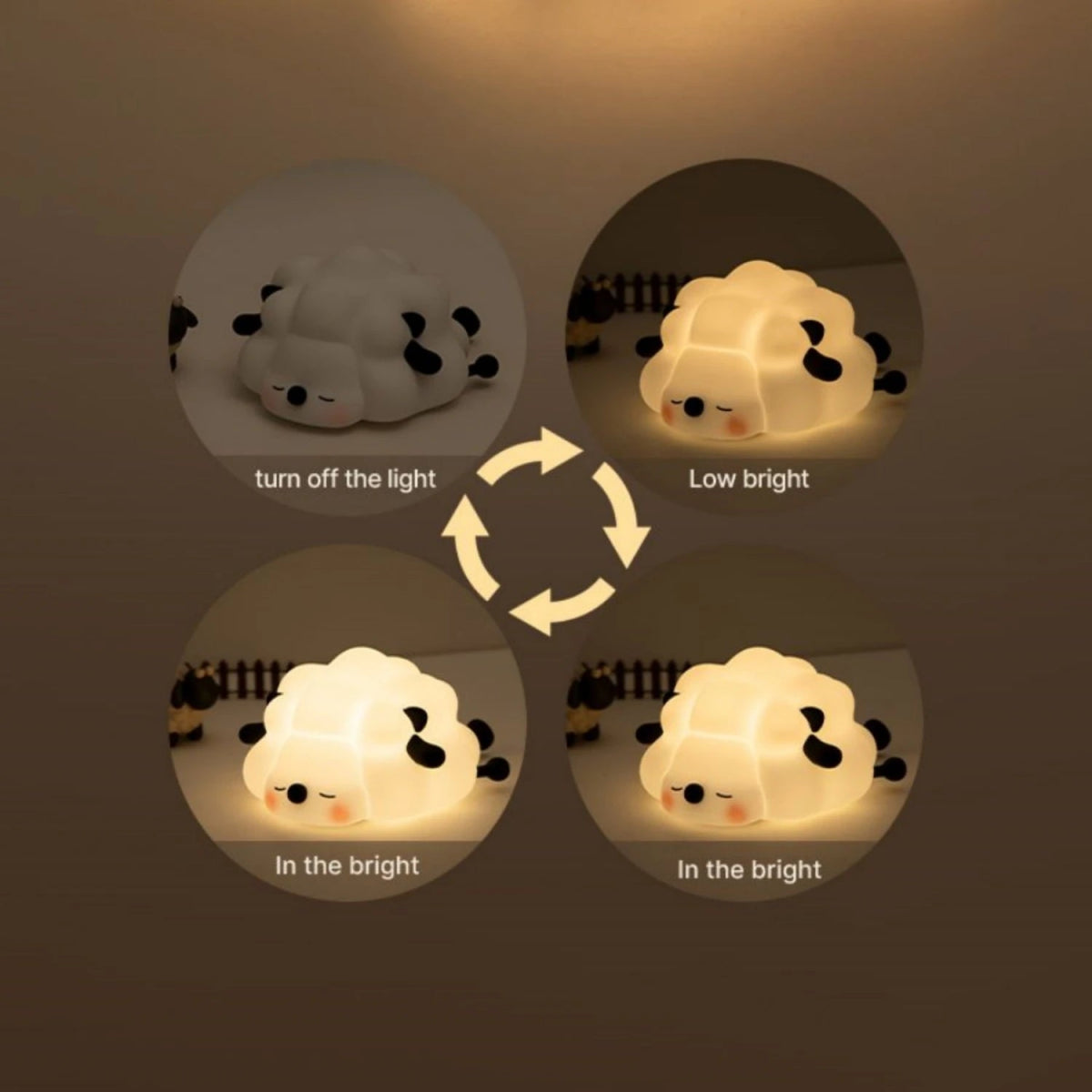 Cute Silicone Night Lights Sheep Cartoon Bedroom Lamp - Figgostyle