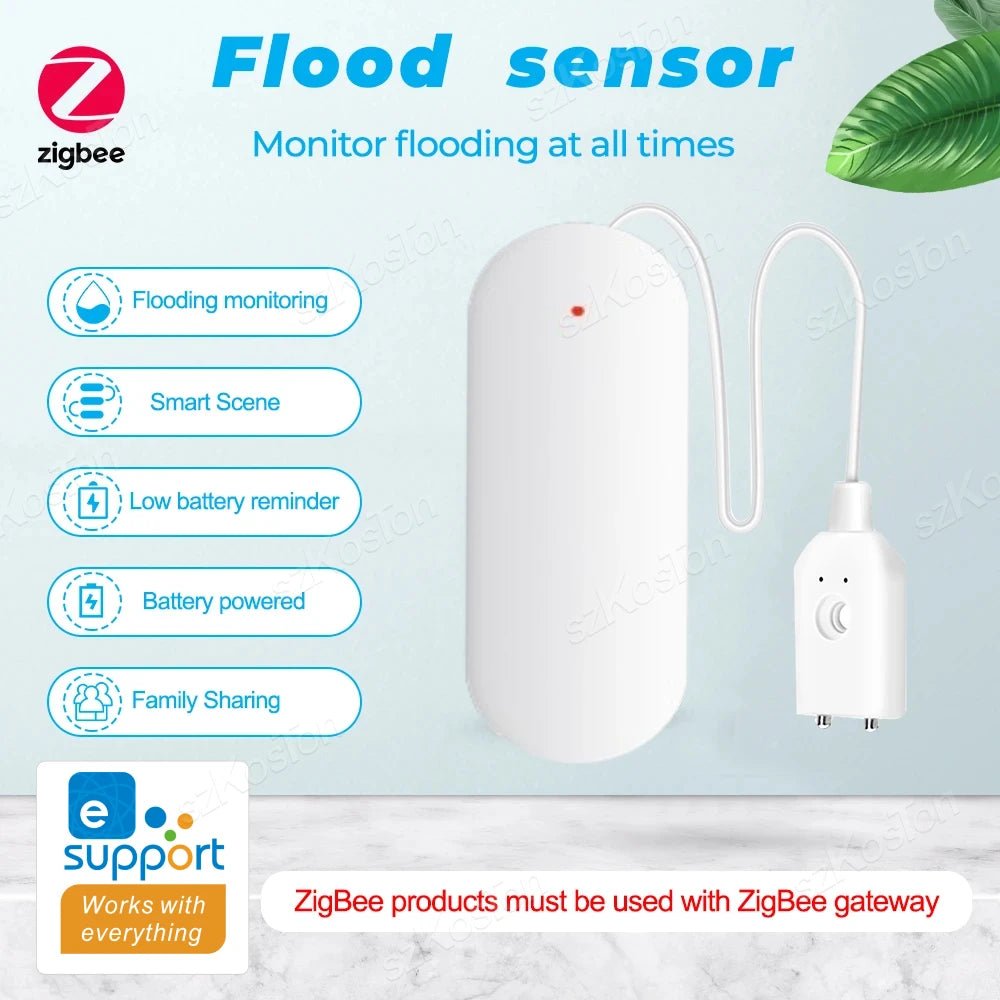 eWeLink APP Water Leak Detector Smart Home Zigbee Leakage Sensor Security Protection Works with Home Assistant Zigbee Gateway - Figgostyle