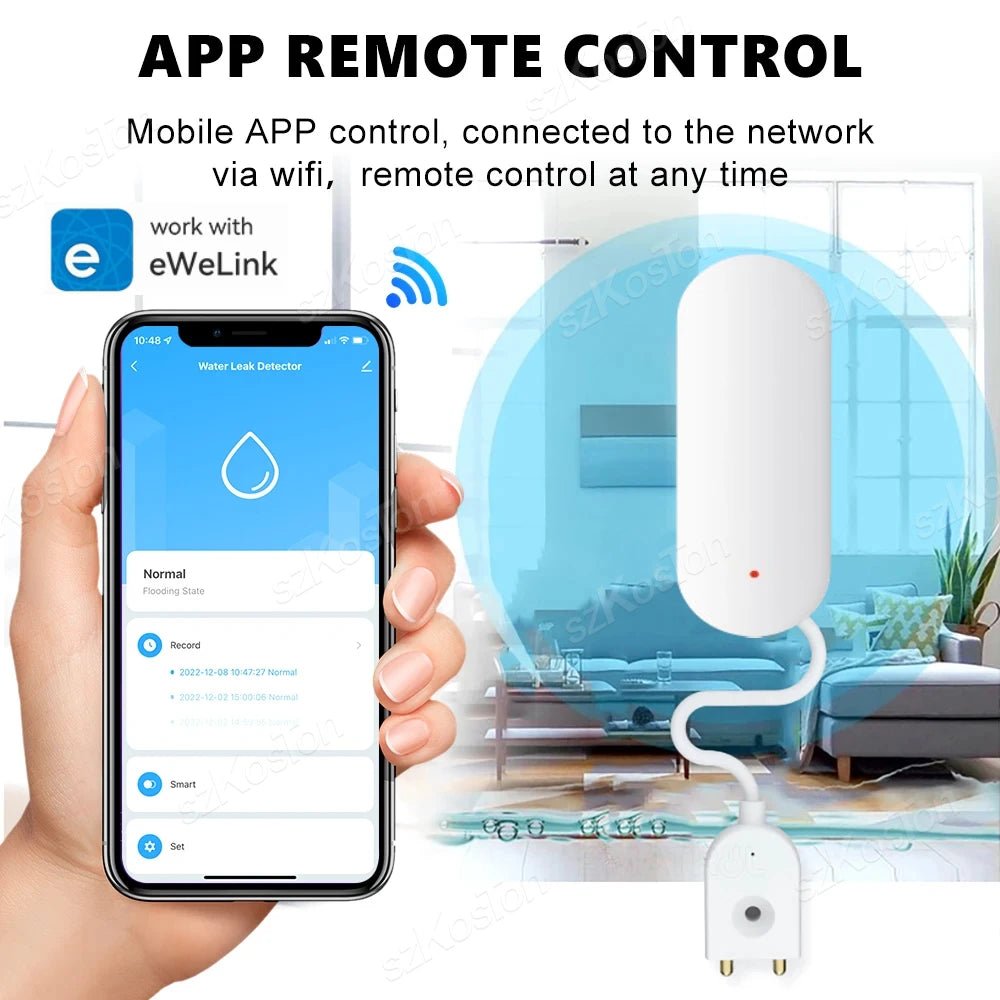 eWeLink APP Water Leak Detector Smart Home Zigbee Leakage Sensor Security Protection Works with Home Assistant Zigbee Gateway - Figgostyle