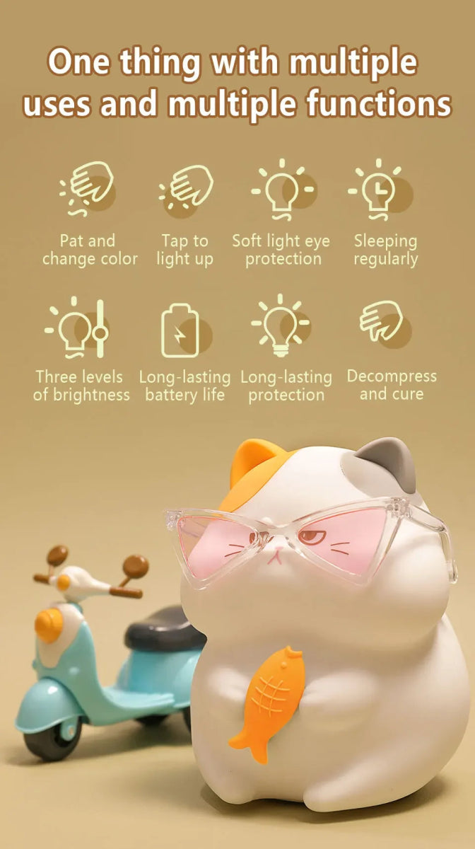 Gluttonous Cat Night Light - Figgostyle