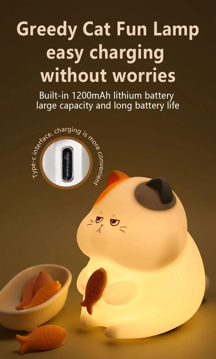 Gluttonous Cat Night Light - Figgostyle
