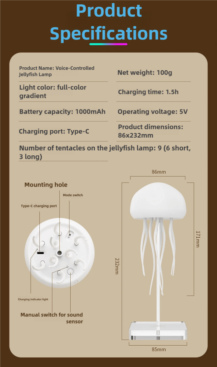 Jellyfish Lamp RGB Gradient Jelly Fish Light - Figgostyle