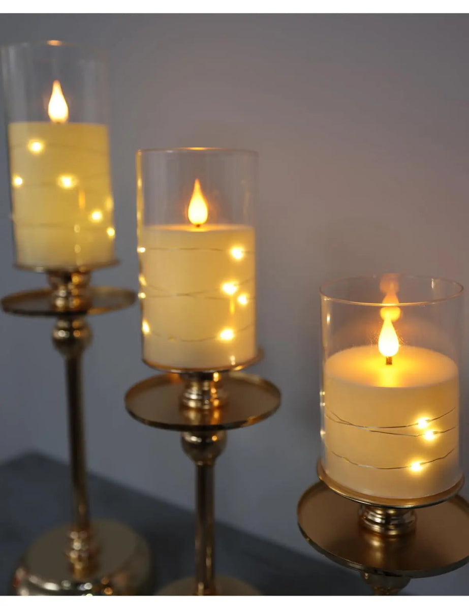 LED Flameless Candle with String Lights 🕯️✨ - Figgostyle