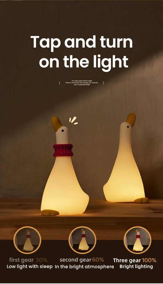 LED Night Light Cute Duck Silicone Patting Lamp - Figgostyle
