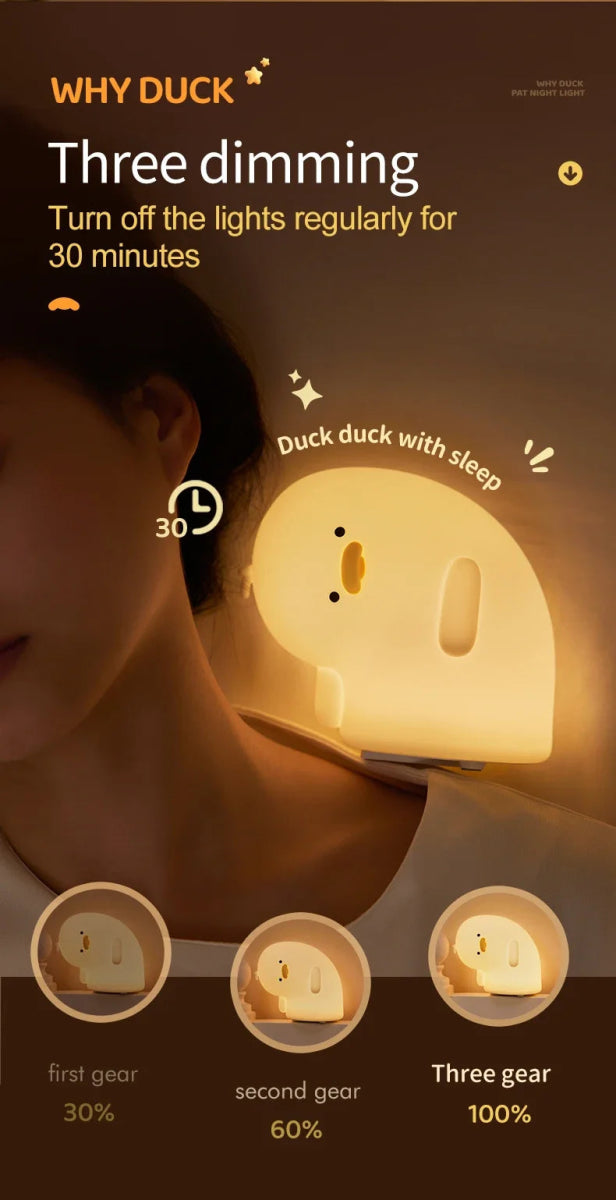 LED Night Light Cute Duck Silicone Patting Lamp - Figgostyle