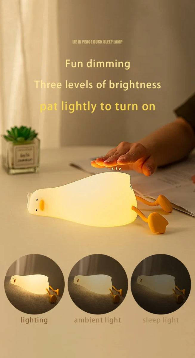 LED Night Light Cute Duck Silicone Patting Lamp - Figgostyle