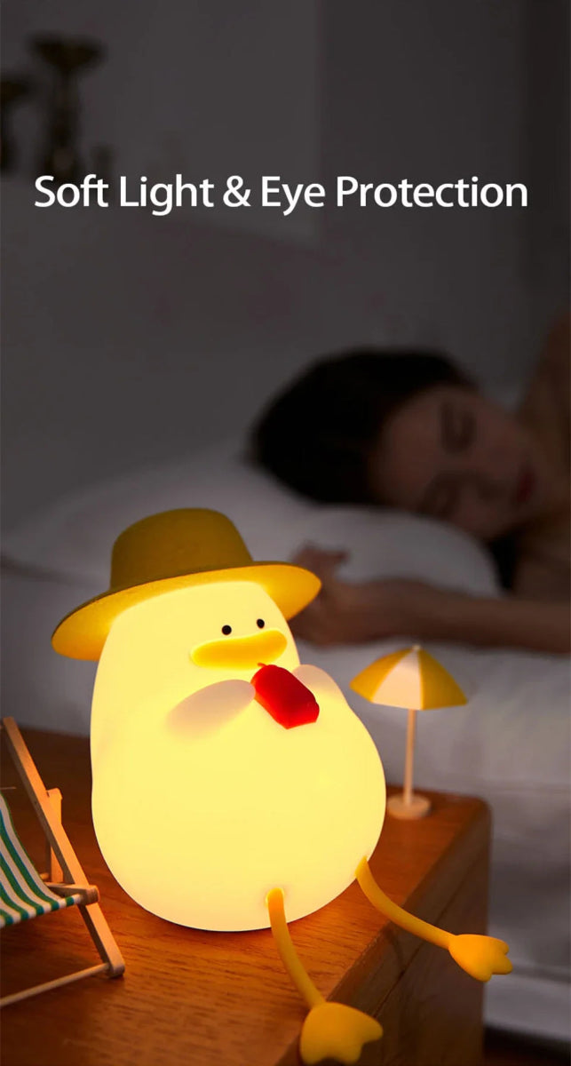LED Night Light Cute Duck Silicone Patting Lamp - Figgostyle